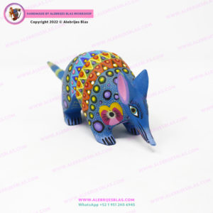 Armadillo Alebrije Tallado en madera pintado a mano I - Imagen 3