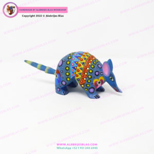 Armadillo Alebrije Tallado en madera pintado a mano I - Imagen 4