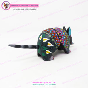 Armadillo Alebrije Tallado en madera pintado a mano II - Imagen 5