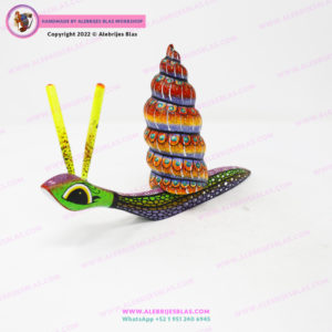 Figura Tallada y Pintada a Mano, Alebrije Caracol de RÍo - Imagen 6