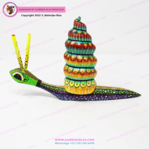 Figura Tallada y Pintada a Mano, Alebrije Caracol de RÍo - Imagen 5
