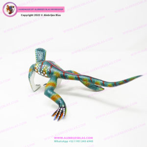 Figura Tallada y Pintada a Mano, Alebrije Iguana