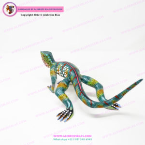 Figura Tallada y Pintada a Mano, Alebrije Iguana - Imagen 3