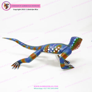 Figura Tallada y Pintada a Mano, Alebrije Iguana - Imagen 7