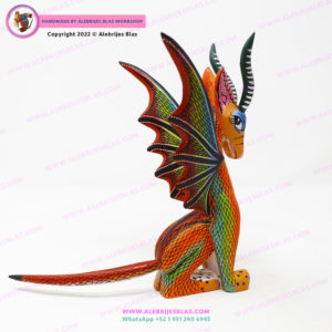 Escultura Artesanal de Madera, Alebrije Dragón Inocente 3 - Imagen 3