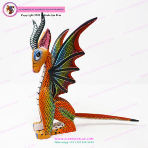 Escultura Artesanal de Madera, Alebrije Dragón Inocente 3 - Imagen 5
