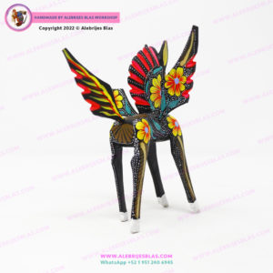 Mexican Folk Art, Kit de 3 Alebrijes Pegaso Floreado - Imagen 4