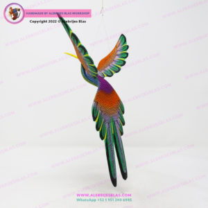 Figura Tallada y Pintada a Mano, Alebrije Colibrí IV